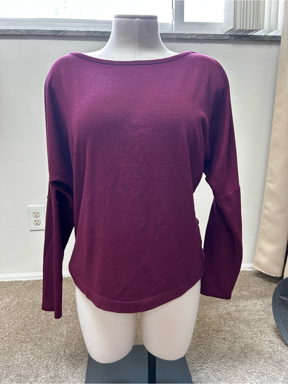 White House Black Market Merlot Boatneck Knit Top